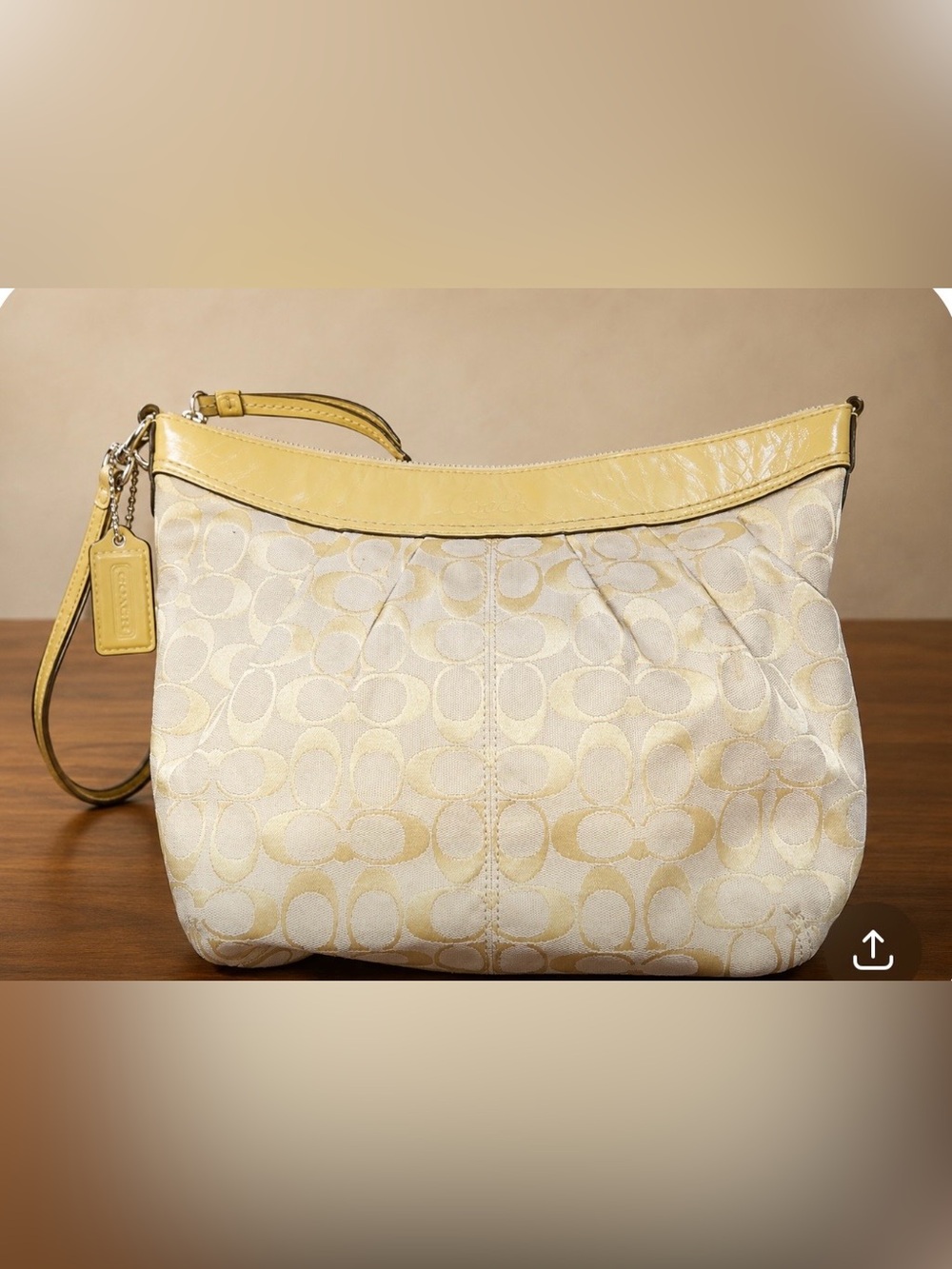 💛 Vintage Y2K Coach Optic Signature Solo Hobo Bag - Butter Yellow 💛